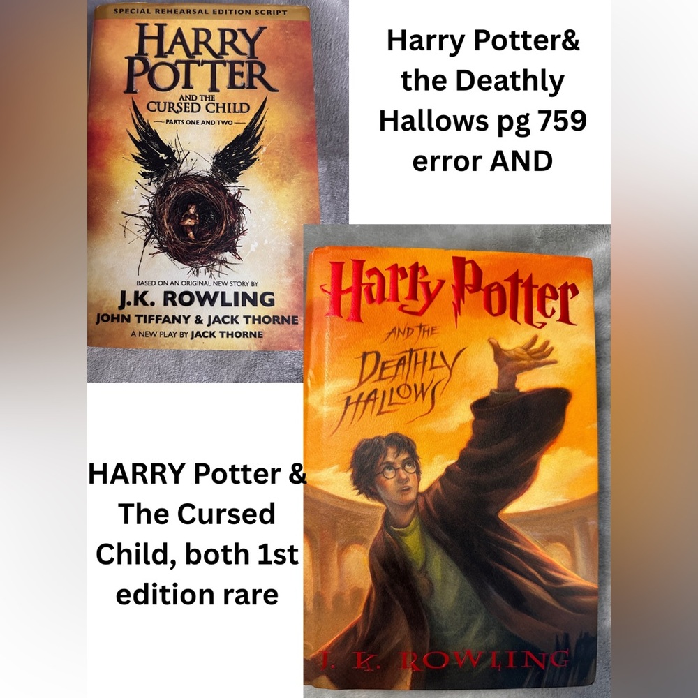 2 Books! Harry Potter&the Deathly Hallows AND HP&The Cursed Child, both‎ 1st ed